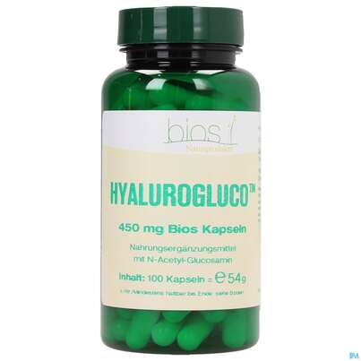 Sie sehen eine Packung Bios Hyalurogluco™ 450mg 100 Kapseln, Produktbild: 01 Bios Hyalurogluco™ 450mg 100 Kapseln, A-Nr.: 3891560 - 01