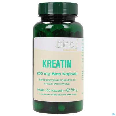 Sie sehen eine Packung Bios Kreatin 250mg 100 Kapseln, Produktbild: 01 Bios Kreatin 250mg 100 Kapseln, A-Nr.: 3891867 - 01