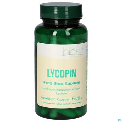 Sie sehen eine Packung Bios Lycopin 3mg 100 Kapseln, Produktbild: 01 Bios Lycopin 3mg 100 Kapseln, A-Nr.: 3892401 - 01