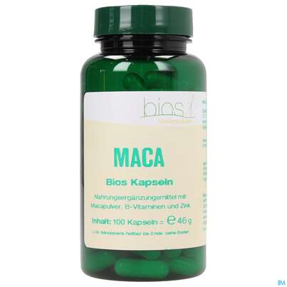 Sie sehen eine Packung Bios Maca 100 Kapseln, Produktbild: 01 Bios Maca 100 Kapseln, A-Nr.: 3892418 - 01