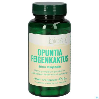 Sie sehen eine Packung Bios Opuntia Feigenkaktus 100 Kapseln, Produktbild: 01 Bios Opuntia Feigenkaktus 100 Kapseln, A-Nr.: 3892631 - 01
