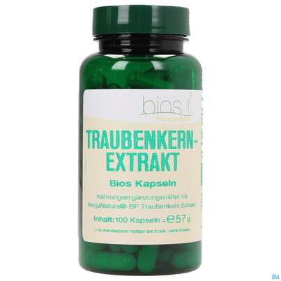 Sie sehen eine Packung Bios Traubenkernextrakt 100 Kapseln, Produktbild: 01 Bios Traubenkernextrakt 100 Kapseln, A-Nr.: 3893369 - 01