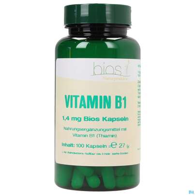 Sie sehen eine Packung Bios Vitamin B1 1,4mg 100 Kapseln, Produktbild: 01 Bios Vitamin B1 1,4mg 100 Kapseln, A-Nr.: 3893412 - 01