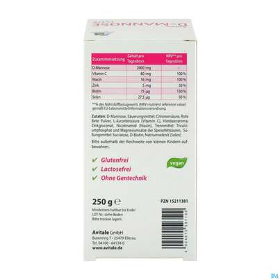 D-mannose Pulver 2000mg Plus Dose 250g, A-Nr.: 5296005 - 04