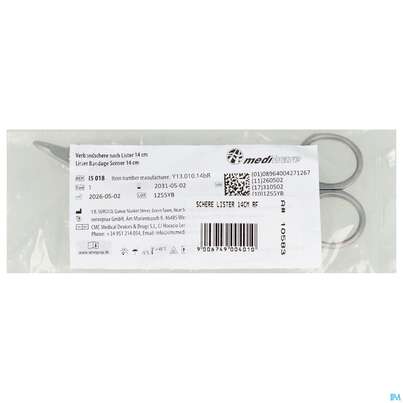 Sie sehen eine Packung Scheren Verband Bstaendig 14cm Lister 1st, Produktbild: 03 Scheren Verband Bstaendig 14cm Lister 1st, A-Nr.: 2947896 - 03
