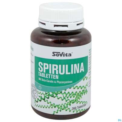 Sie sehen eine Packung Spirulina Tabl Sovita Bio 360st, Produktbild: 01 Spirulina Tabl Sovita Bio 360st, A-Nr.: 3863032 - 01
