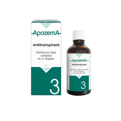 Sie sehen eine Packung Apozema® Nr. 03 Antitranspirant-Tropfen, Produktbild: 01 Apozema® Nr. 03 Antitranspirant-Tropfen, A-Nr.: 0987710 - 01