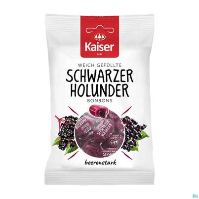 Sie sehen eine Packung Kaiser Bonbons Schwarzer Holunder 2645 90g, Produktbild: 01 Kaiser Bonbons Schwarzer Holunder 2645 90g, A-Nr.: 4042550 - 01
