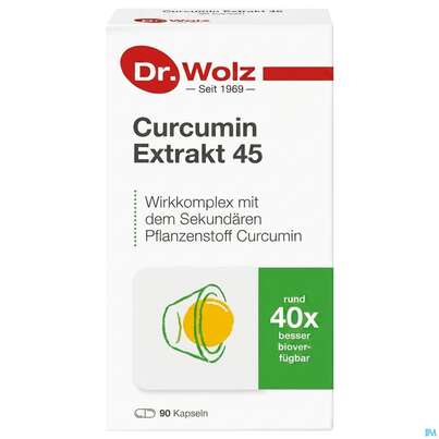 Sie sehen eine Packung Curcumin Kapseln Extrakt 45 Dr.wolz Nr 60553 90st, Produktbild: 02 Curcumin Kapseln Extrakt 45 Dr.wolz Nr 60553 90st, A-Nr.: 4289983 - 02