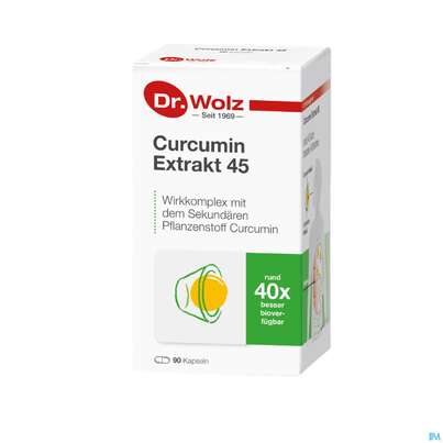 Sie sehen eine Packung Curcumin Kapseln Extrakt 45 Dr.wolz Nr 60553 90st, Produktbild: 03 Curcumin Kapseln Extrakt 45 Dr.wolz Nr 60553 90st, A-Nr.: 4289983 - 03