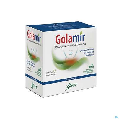Sie sehen eine Packung Aboca Golamir 2act Lutschtabl Ab 6 Jahren Halsschmerzen 20st, Produktbild: 04 Aboca Golamir 2act Lutschtabl Ab 6 Jahren Halsschmerzen 20st, A-Nr.: 5571888 - 04