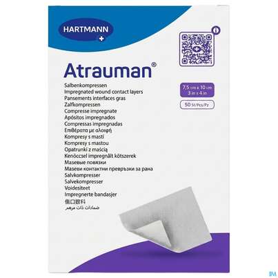 Sie sehen eine Packung Wundauflagen Atrauman Salbenvlies Wirkstofffr Steril 7,5x 10cm 50st, Produktbild: 02 Wundauflagen Atrauman Salbenvlies Wirkstofffr Steril 7,5x 10cm 50st, A-Nr.: 1708882 - 02