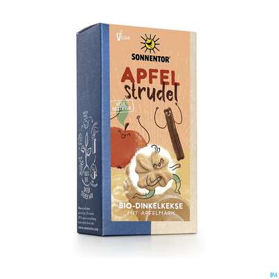 Sie sehen eine Packung Sonnentor Kekse Bio Apflestrudel 01223 100g, Produktbild: 02 Sonnentor Kekse Bio Apflestrudel 01223 100g, A-Nr.: 5743792 - 02