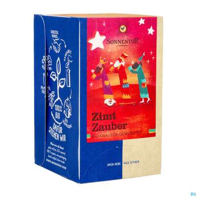 Sie sehen eine Packung Sonnentor Tee/bio Zimt Zauber Doppelkammerbtl 02597 18st, Produktbild: 04 Sonnentor Tee/bio Zimt Zauber Doppelkammerbtl 02597 18st, A-Nr.: 5056181 - 04