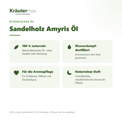 Sie sehen eine Packung Sandelholz Amyris Öl 10 ml, Produktbild: 02 Sandelholz Amyris Öl 10 ml, A-Nr.: 4732154 - 02