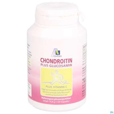 Sie sehen eine Packung Chondroitin Glucosamin Kapseln Avi 120st, Produktbild: 01 Chondroitin Glucosamin Kapseln Avi 120st, A-Nr.: 3831345 - 01