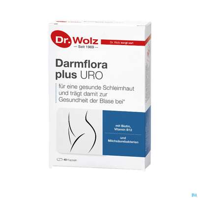 Sie sehen eine Packung Darmflora Plus Dr.wolz Uro Kapseln Nr 60520 40st, Produktbild: 03 Darmflora Plus Dr.wolz Uro Kapseln Nr 60520 40st, A-Nr.: 5186707 - 03
