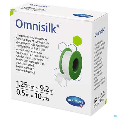 Sie sehen eine Packung Fixierpflaster Omnisilk 9,2mx 1,25cm 1st, Produktbild: 03 Fixierpflaster Omnisilk 9,2mx 1,25cm 1st, A-Nr.: 4582329 - 03