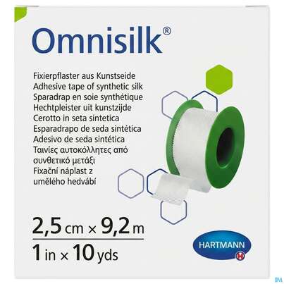 Sie sehen eine Packung Fixierpflaster Omnisilk 9,2mx 2,5cm 1st, Produktbild: 02 Fixierpflaster Omnisilk 9,2mx 2,5cm 1st, A-Nr.: 4582335 - 02