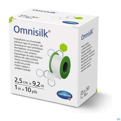 Sie sehen eine Packung Fixierpflaster Omnisilk 9,2mx 2,5cm 1st, Produktbild: 03 Fixierpflaster Omnisilk 9,2mx 2,5cm 1st, A-Nr.: 4582335 - 03