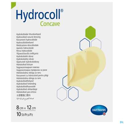 Sie sehen eine Packung Wundverband Hydrocoll Concave 8x 12cm 10st, Produktbild: 01 Wundverband Hydrocoll Concave 8x 12cm 10st, A-Nr.: 2625402 - 01