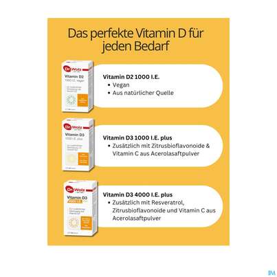 Sie sehen eine Packung Vitamin D3 Kapseln 1000ie Plus -dr.wolz Nr 60 60st, Produktbild: 11 Vitamin D3 Kapseln 1000ie Plus -dr.wolz Nr 60 60st, A-Nr.: 3839335 - 11