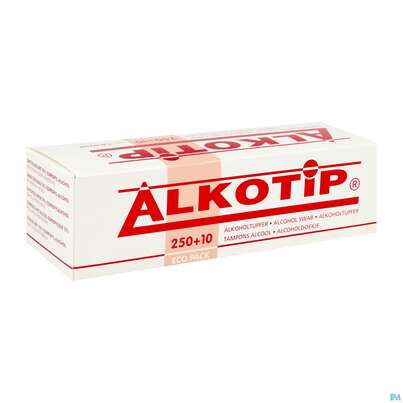 Sie sehen eine Packung Alkoholtupfer Alkotip 70% 250st, Produktbild: 02 Alkoholtupfer Alkotip 70% 250st, A-Nr.: 2662053 - 02