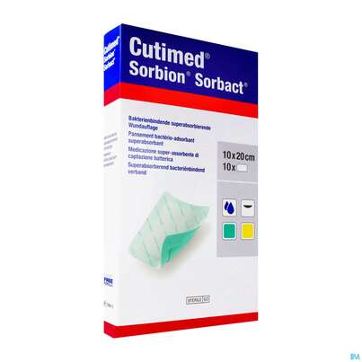 Cutimed Sorbion Sorbact Steril Bakterienbind.+absorb. Wundauflage 10x20cm 72698 10st, A-Nr.: 4750229 - 03