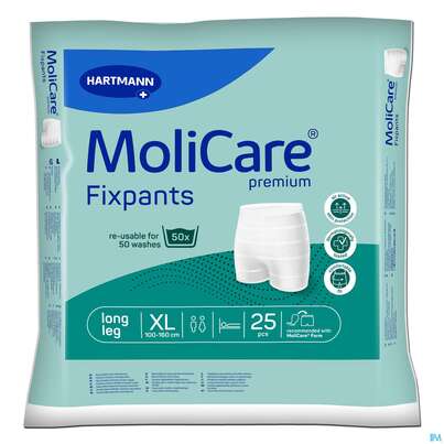 Sie sehen eine Packung Inkontinenz Molicare Fixpants/premium Long Leg Xl Gruen 25st, Produktbild: 01 Inkontinenz Molicare Fixpants/premium Long Leg Xl Gruen 25st, A-Nr.: 3208913 - 01