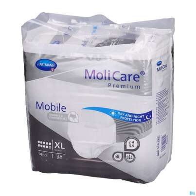 Sie sehen eine Packung Inkontinenz Molicare Premium/mobile/10tropfen Xl 130-170cm 14st, Produktbild: 02 Inkontinenz Molicare Premium/mobile/10tropfen Xl 130-170cm 14st, A-Nr.: 4843770 - 02