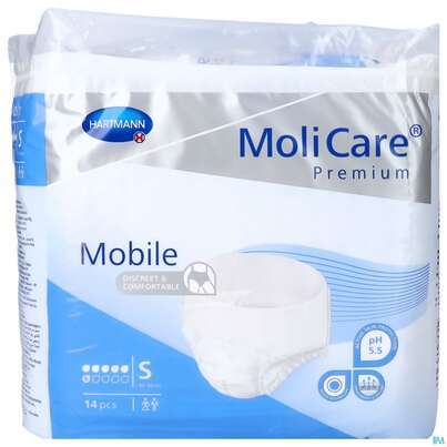 Sie sehen eine Packung Inkontinenz Molicare Premium/mobile/6 Tropfen Blau S 60-90cm 14st, Produktbild: 03 Inkontinenz Molicare Premium/mobile/6 Tropfen Blau S 60-90cm 14st, A-Nr.: 3094591 - 03