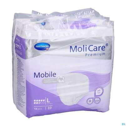 Sie sehen eine Packung Inkontinenz Molicare Premium/mobile/8 Tropfen Lila L 100-150cm 14st, Produktbild: 03 Inkontinenz Molicare Premium/mobile/8 Tropfen Lila L 100-150cm 14st, A-Nr.: 3078617 - 03