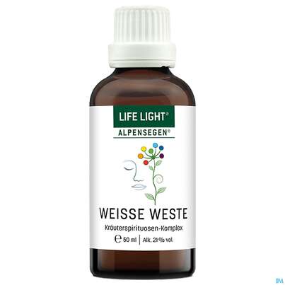 Sie sehen eine Packung Mariendistel/weisse Weste Kraeuterdestillat Life Light Alpensegen 50ml, Produktbild: 02 Mariendistel/weisse Weste Kraeuterdestillat Life Light Alpensegen 50ml, A-Nr.: 3093893 - 02