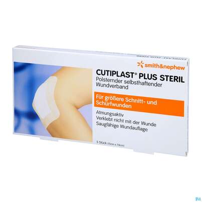 Sie sehen eine Packung Wundverband Cutiplast/vliesstoffverb. Steril/15x7,8cm Wundauf 11x4cm 66801 5st, Produktbild: 02 Wundverband Cutiplast/vliesstoffverb. Steril/15x7,8cm Wundauf 11x4cm 66801 5st, A-Nr.: 5672230 - 02