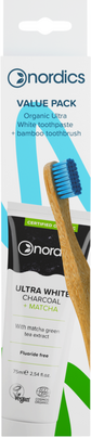 Nordics Bio Zahnpasta Ultra White + Öko Zahnbürste Bambus Blau, A-Nr.: 5666784 - 01