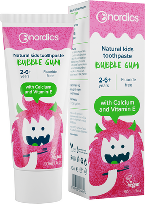 Nordics Zahnpasta Kids Bubble Gum ohne Fluor, A-Nr.: 5332209 - 01