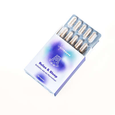 Sie sehen eine Packung VITAmyne Relax & Sleep / Schlafen wie ein Murmeltier, Produktbild: 02 VITAmyne Relax & Sleep / Schlafen wie ein Murmeltier, A-Nr.: 5779577 - 02