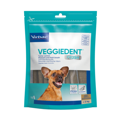 Sie sehen eine Packung Veggiedent Fr3sh XS - Kaustreifen für Hunde bis 5 kg Körpergewicht, Produktbild: 01 Veggiedent Fr3sh XS - Kaustreifen für Hunde bis 5 kg Körpergewicht, A-Nr.: 4877645 - 01