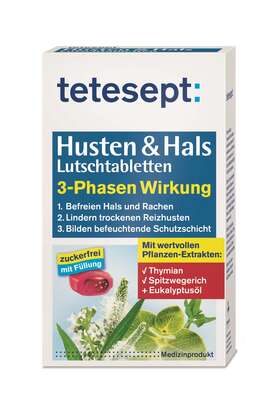 tetesept Husten &amp; Hals 3 Phasen Lutschtabletten, A-Nr.: 4137799 - 01