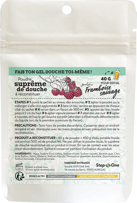 Sie sehen eine Packung Duschgel Pulver Wilde Himbeere StepOne, Produktbild: 01 Duschgel Pulver Wilde Himbeere StepOne, A-Nr.: 5454237 - 01