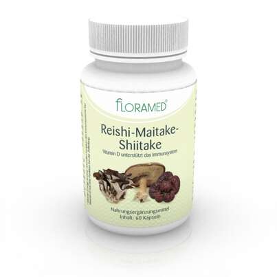 Sie sehen eine Packung Floramed Reishi-Maitake-Shiitake, Produktbild: 02 Floramed Reishi-Maitake-Shiitake, A-Nr.: 4390311 - 02