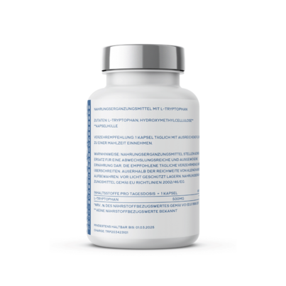 Sie sehen eine Packung Naturvit ® L-Tryptophan 500mg, Produktbild: 02 Naturvit ® L-Tryptophan 500mg, A-Nr.: 5666436 - 02