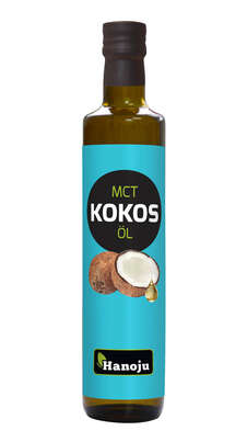Sie sehen eine Packung Hanoju Kokosnussöl MCT flüssig, Produktbild: 01 Hanoju Kokosnussöl MCT flüssig, A-Nr.: 4766199 - 01