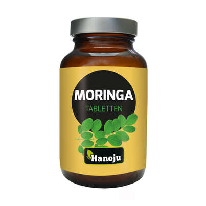 Sie sehen eine Packung Hanoju Moringa Tabletten 500mg, Produktbild: 01 Hanoju Moringa Tabletten 500mg, A-Nr.: 4256280 - 01