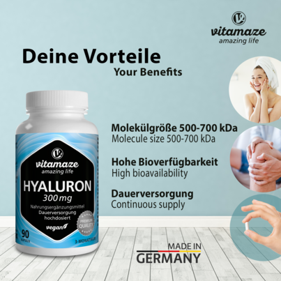 Vitamaze Hyaluronsäure 300mg hochdosiert vegan, A-Nr.: 5179558 - 02