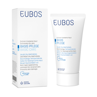 Sie sehen eine Packung Eubos Salbe 5% Panthenol 75 ml, Produktbild: 06 Eubos Salbe 5% Panthenol 75 ml, A-Nr.: 1565632 - 06