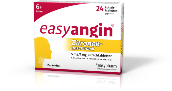 easyangin mit Zitronengeschmack 5mg/1mg Lutschtabletten, A-Nr.: 4222565 - 01