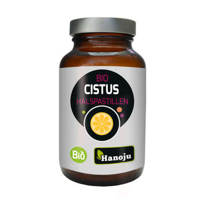 Sie sehen eine Packung Hanoju Cistus incanus Halspastillen 484mg, Produktbild: 01 Hanoju Cistus incanus Halspastillen 484mg, A-Nr.: 4256328 - 01
