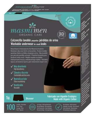 Sie sehen eine Packung Bio Inkontinenz Men Boxershorts - Größe XL - Schwarz - MASMI, Produktbild: 01 Bio Inkontinenz Men Boxershorts - Größe XL - Schwarz - MASMI, A-Nr.: 5777130 - 01