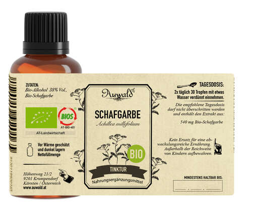 Sie sehen eine Packung Auwald® - Schafgarbe - BIO Tropfen (Auszug, Extrakt, Essenz), Produktbild: 04 Auwald® - Schafgarbe - BIO Tropfen (Auszug, Extrakt, Essenz), A-Nr.: 5709772 - 04